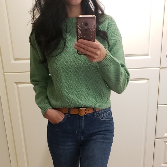 Vintage Sweaters - Vintage Hand-Knitted Cropped Sweater